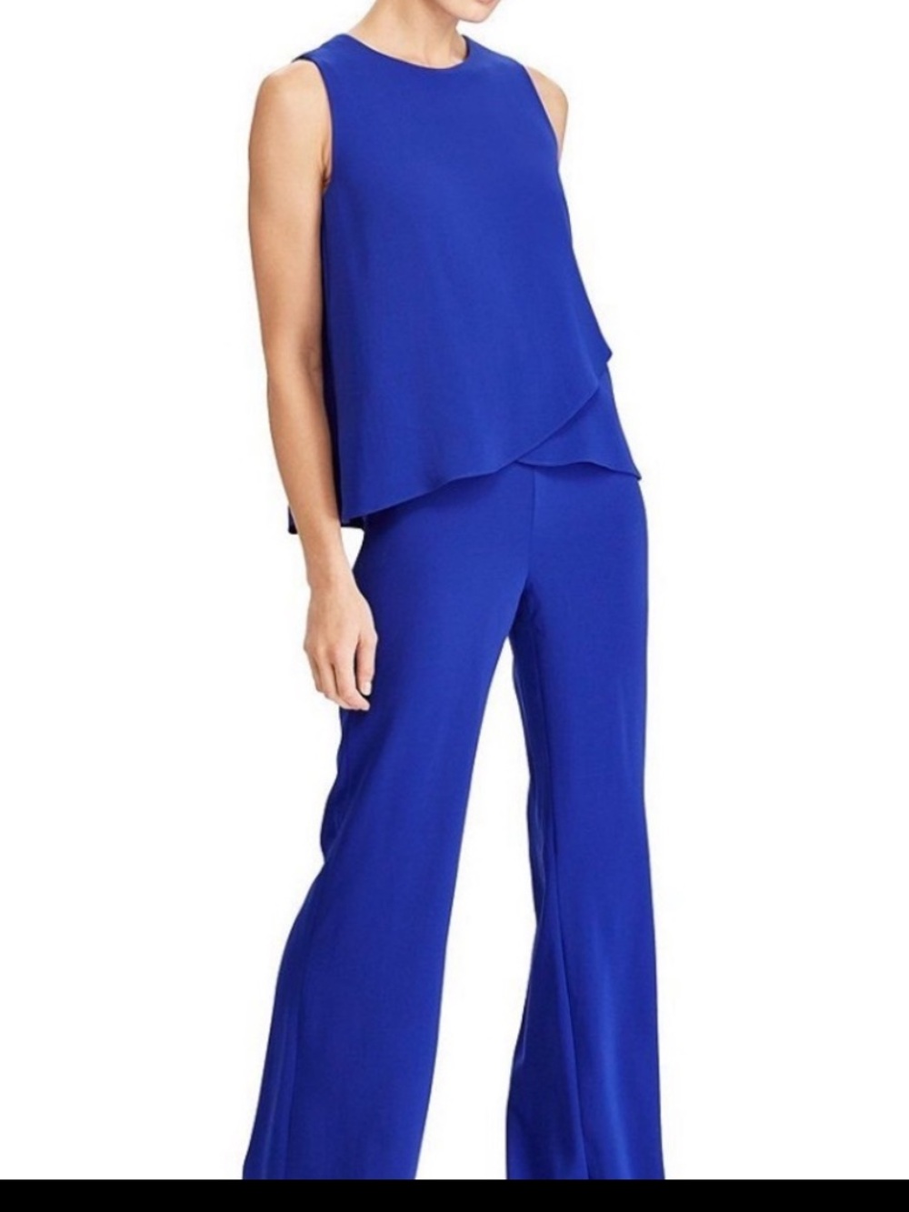 Lauren Ralph Lauren Cobalt Blue Sleeveless Wide-Leg Jumpsuit